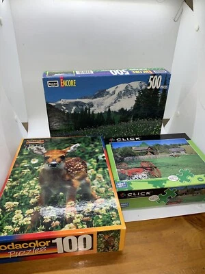 Lote de 3 - 100 -500 Piezas Rompecabezas Naturaleza Kodacolor Click Encore Nuevo Sello Foto 1 de 4