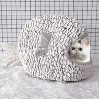 Winter Warm Shark Mouth Pet Dog Cat House Dog Bed Kennel Igloo/Cave Bed Mat Gray
