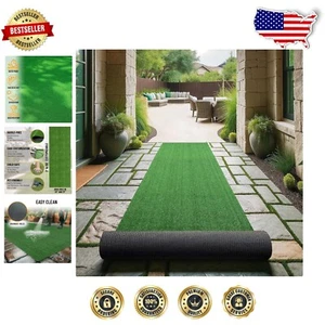 Stylish Synthetic Grass Indoor/Outdoor Runner Rug 2'7" x 18" for Elegant Spaces - Picture 1 of 9