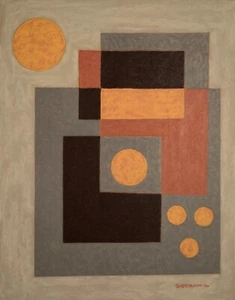 Emil Bisttram New Mexico Modernist 1940 Transcendental Geometric Abstraction - Picture 1 of 2