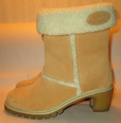 Botas sin cordones Lugz para mujer 6,5 gamuza tostada, piel de oveja sintética 2 1/4" tacón medio pantorrilla Foto 1 de 4