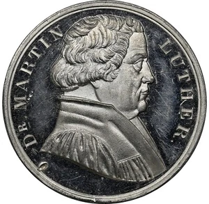 Germany 1883 - MARTIN LUTHER - White Metal Medal - NGC UNC Details - RARE - Picture 1 of 4