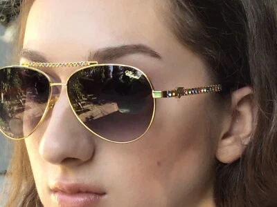 Italian Style Women’s Sunglasses Aviator Gradient Lens, Multicolor Crystals  - Image 1 of 4