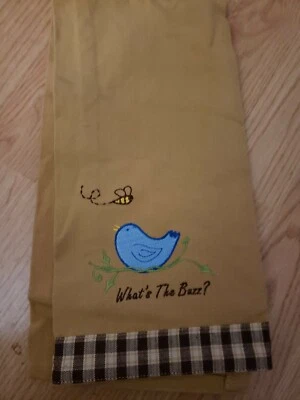 Блюдо полотенце Park Designs хлопок вышитая птица пчелы What's The Buzz 18 x 26 дюймов - Изображение 1 из 4
