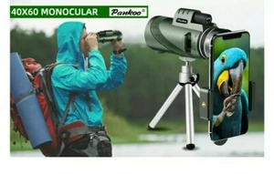 Pankoo 40X60 Monocular Telescope w/ Phone Holder & Tripod~Bird Watching Hunting - Picture 1 of 8