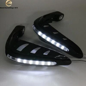 Motorcycle Handlebar Hand Guard White LED Light Dirt Bike ATV Off-Road Black - Picture 1 of 6