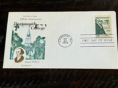 US COVER FIRST DAY ISSUE DARTMOUTH COLLEGE DANIEL WEBSTER FDC CACHET CRAFT 1969 - Image 1 of 3