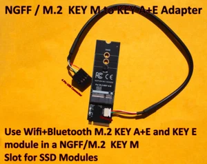 Adapter Converter NGFF M.2 KEY M to KEY A+E KEY E for Wifi+Bluetooth Module - Afbeelding 1 van 1