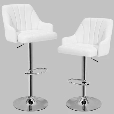 Adjustable Bar Stools Counter Height Stools with Backrest and Armrests Set of 2 - Image 1 of 4