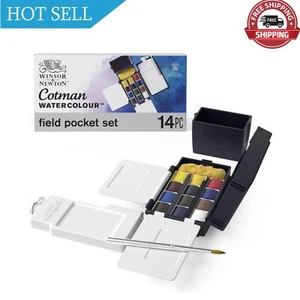 Winsor & Newton Cotman Watercolor Paint Set, Field Pocket Set, 12 Half Pans w... - Picture 1 of 6