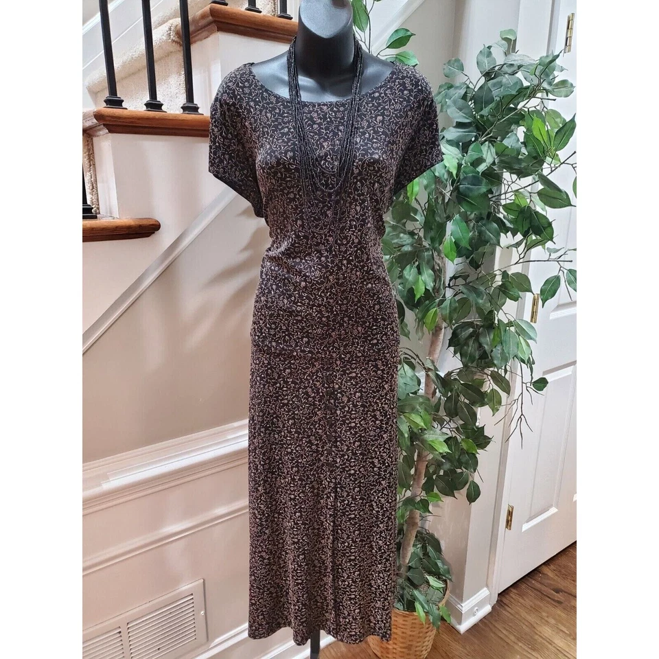 Blusa y falda larga de nailon negra de manga corta y falda larga para mujer JM Collection traje XL Foto 1 de 4