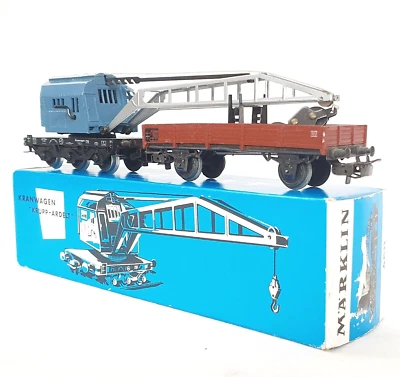 Marklin HO 1:87 DB "KRUPP-ARDELT" CRANE + CARRIER WAGON Set #4611 NMIB`70 RARE! - Image 1 of 4