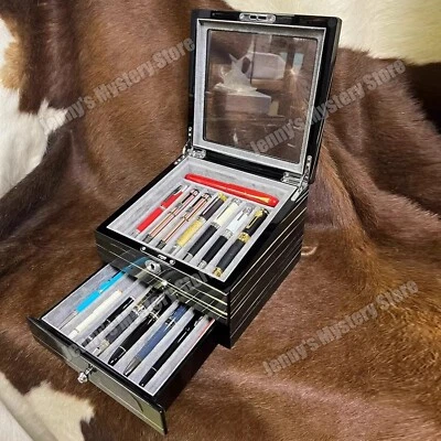17 Slot  Wood Flip Fountain Pen Storage Box Pen Display Organizer Collector Case - Image 1 of 4
