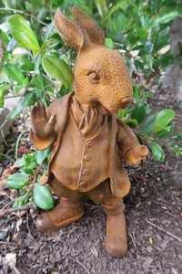 Mad Hatter Rabbit Bunny Statue Rusty Cast Iron Garden Statue Ornament Large 46cm - Photo 1/10