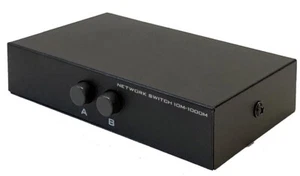2-Way RJ45 1000 Mbps Ethernet Network Switcher Bi-Directional A/B Push Buttons - Picture 1 of 4