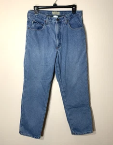 LL BEAN Jeans Mens 33x29 Vintage Green Flannel Lined Classic Measure 27.5" Long - Picture 1 of 10