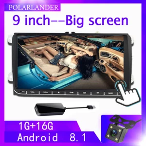 9" 2 Din Carplay Car Radio Android GPS Player Fits For VW Golf MK5 MK6 Jetta+Cam - Picture 1 of 16