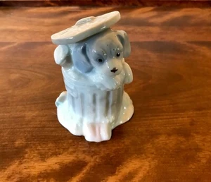 Vintage George Good Porcelain Dog In Trash Can - Taiwan - Picture 1 of 4