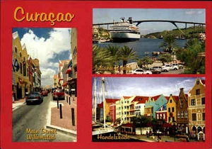 Curazao Antillas Neerlandesas Caribe crucero barco Willemstad Handelskade postal - Imagen 1 de 2