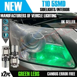 ERROR FREE CANBUS W5W T10 501 LED SIDE LIGHT BULB 5 SMD GREEN 12v - Picture 1 of 1