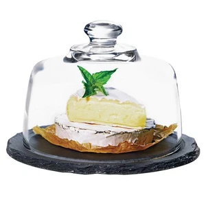 Presence Round Slate Platter with Glass Dome - Picture 1 of 1
