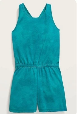 Old Navy Kids Size XS (5) Turquoise Sleeveless Soft Knit Cross-back Romper $20 - Image 1 of 2