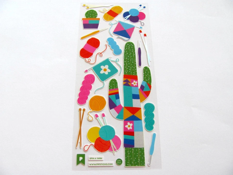 Pipsticks Yarn Cactus Knit Crochet Collector Sticker Sheet - Image 1 of 1