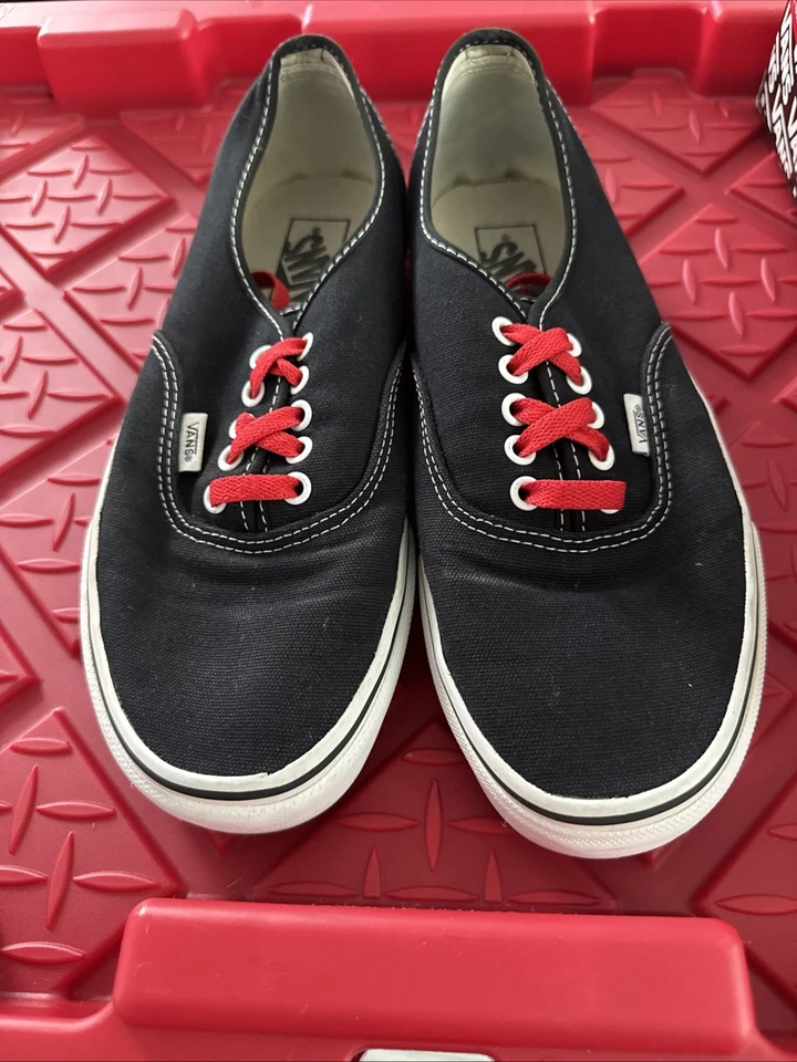 VANS Auténtico Rad Pack Negro/Rojo Hombre Talla 9.5 Ligeramente Usado con Caja Original Foto 1 de 4