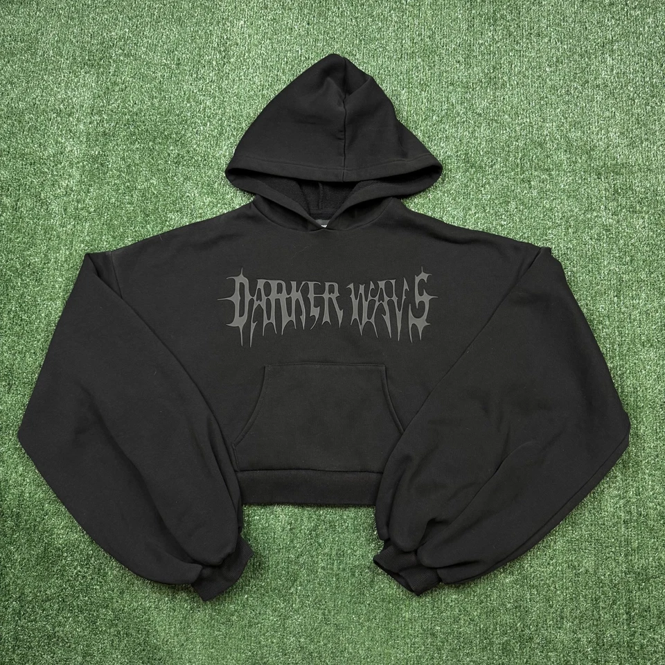 Sudadera con Capucha Darker Wavs Para Mujer Talla S Negra Recortada Gótica Pullover Sudadera Foto 1 de 4