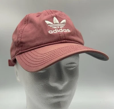 Adidas Faded Red Cap Hat White Embroidered Logo Adjustable Women’s One Size - Image 1 of 4