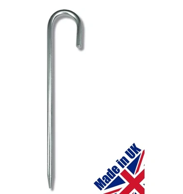 Heavy Duty Galvanised Steel Ground Stakes - Metal Tent Pegs - 10mm x 300mm - Image 1 of 3