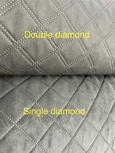 Suede DIAMOND quilted upholstery fabric CAR TRIM INTERIOR 140cm black - Picture 1 of 11