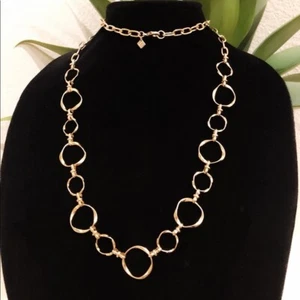 Banana Republic Metallic Rattan Round Link Layered Necklace  NWT $45.00 GOLD - Bild 1 von 8