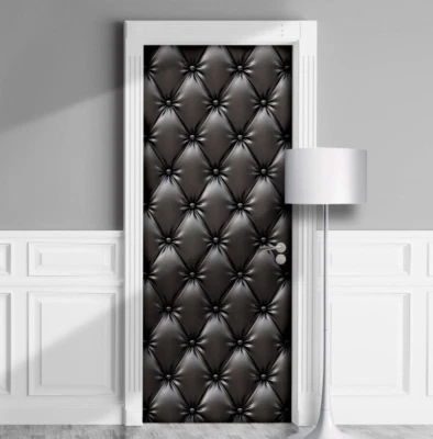 Envoltório de porta de couro preto para home cinema. Adesivo de capa laminada. 1 peça - Imagem 1 de 4