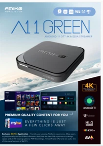 Amiko A11 GREEN 4K MEDIA STREAMER Android 11 based with 2GB RAM & 16GB ROM - Picture 1 of 4
