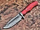 10" Custom Handmade Damascus Steel Hunting/Skinner Knife With Leather Sheath 008