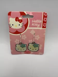 NEW! 2005 Sanrio Hello Kitty Metal Earrings Pair Blue White NWT Claire’s Vintage - Picture 1 of 7