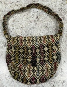 Vintage 60s Tapestry Handbag Purse Boho Hippie 1960s Go Go Psychedelic Woodstock - Picture 1 of 5
