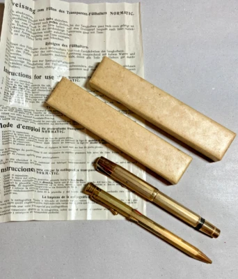 altes Schreibset von Fend Super Normatic Druckbleistift & Kolbenfüller-Walzgold - Bild 1 von 4