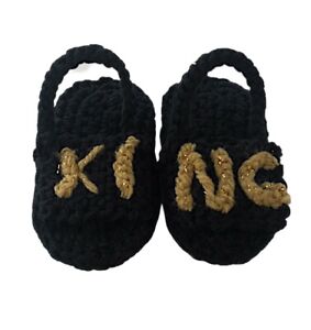 King Gold Shoes Baby Sandals Baby Slippers Crochet Summer Newborn Infant Black