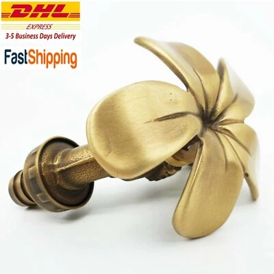 Tap Water Plumeria Garden Home Decor Outdoor Spigot Flower Head Faucet Brass  - image 1 of 4