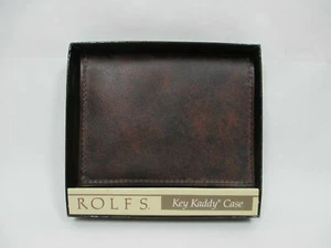 Vintage 1986 Rolfs Key Kaddy Case Faux Marbled Brown Leather Card Wallet B14 - Picture 1 of 12