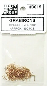 HO Scale Tichy Train Group 3015 geformte Drahtgreifer Eisen 18" Drop Type pkg (100) - Bild 1 von 1