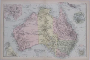 Original 1891 Pre-Federation Map AUSTRALIA Alexandra Land Tasmania Sydney Perth - Picture 1 of 13