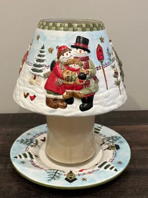 YANKEE CANDLE TERESA KOGUT TARRO SOMBRA + PLATO JACK FROST MUÑECO DE NIEVE FAMILIA NAVIDAD Foto 1 de 4