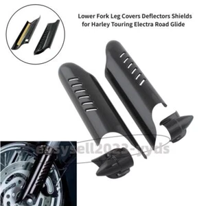 Fork Lower Leg Deflectors Shield Cover Black For Harley Touring FLHT 2000-2013 - Picture 1 of 10