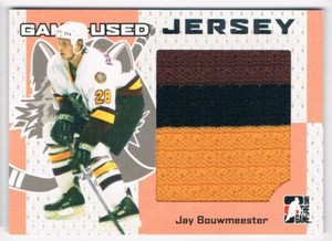 2006-07 IN THE GAME HEROES AND PROSPECTS JERSEYS JAY BOUWMEESTER JERSEY 3 COLORS