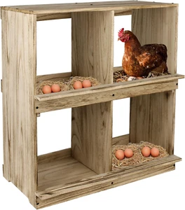 Chicken Nesting Boxes, Wooden Nesting Box for Chicken Coop, 4 Compartment Chicke - Picture 1 of 12