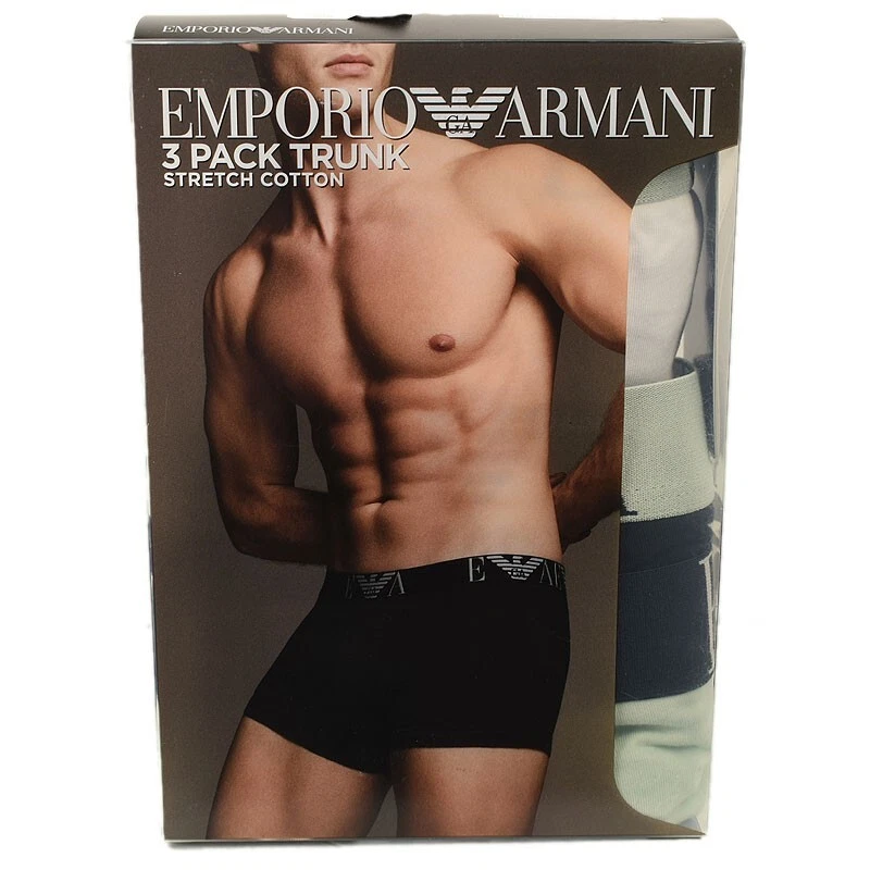 Paquete de 3 ropa interior EMPORIO ARMANI LOGOTIPO algodón elástico azul marino como nuevo XL NUEVO EN CAJA Foto 1 de 1