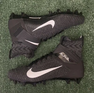 Size 12.5 Wide Nike Alpha Menace Elite 2 WD P FlyKnit Black Cleats BV3298-001 - Picture 1 of 6